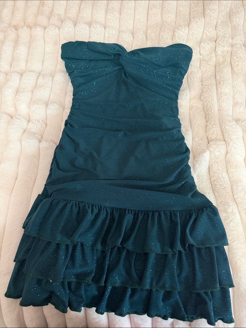 Windsor Strapless Teal Ruffle Cocktail Dress